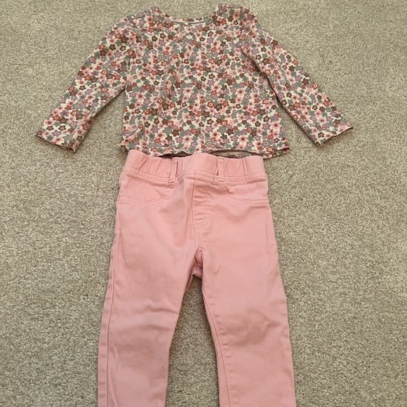 Other - toddler girl 24M/2T granimals outfit pink floral skinny jeans & LS top